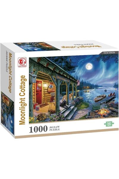 Pointner 1000-Piece Puzzle – “Moonlight Cottage” for Adults | Finished Size: ...