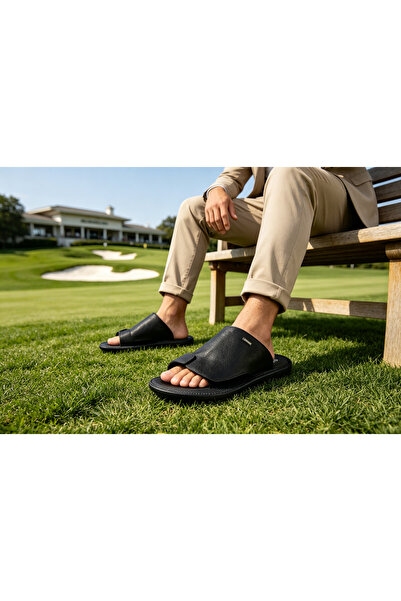 huanhuiwa Men's toe-loop slide sandals business casual versatile slip-on slip...