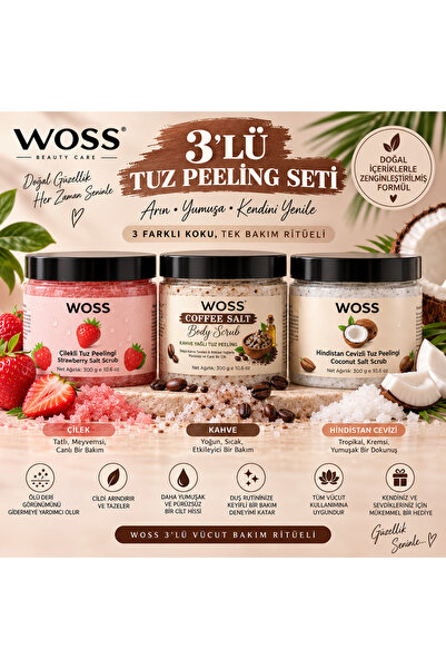 Woss 3’lü Tuz Peeling Seti – 3 × 300 g