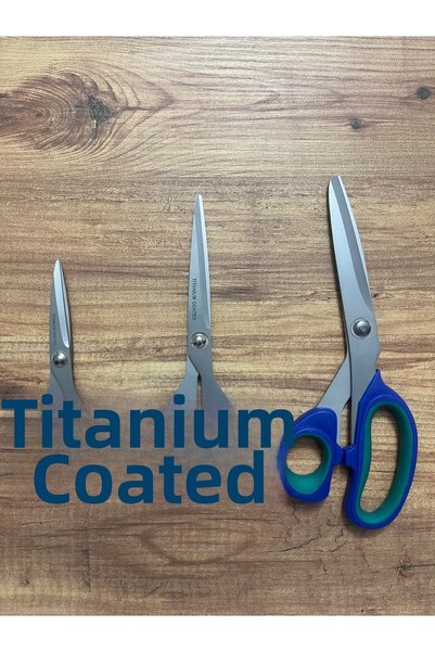 seymatabur Set of 4 Ultra Sharp Titanium Sewing and Embroidery Scissors 13 cm 17.5 cm 21 cm + Thread Cleaning Scissors