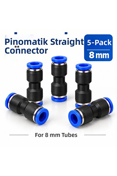 Generic Brand 8 mm Pneumatic Straight Connector Hose Fitting – Pack of 5