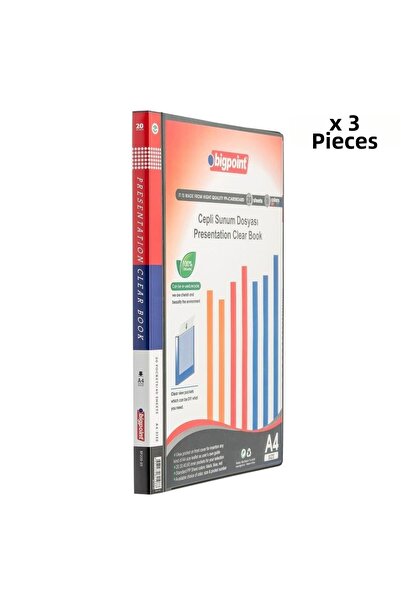 Bigpoint Presentation File with Pockets 20-Piece Black X 3 Pieces
