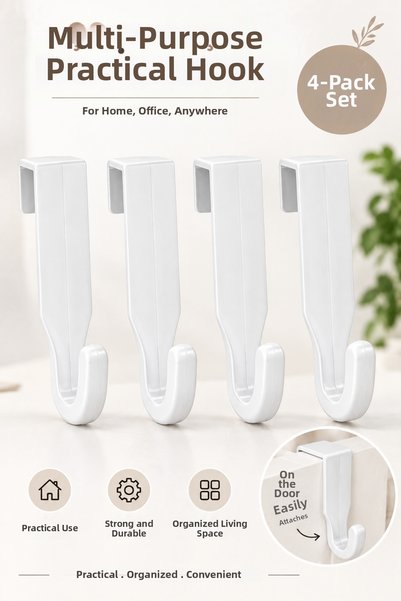 Awesomecrochet Multi-Purpose Practical Hanger Set of 4 White Door Hanger Orga...