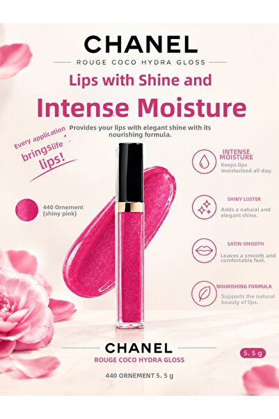 Chanel Rouge Coco 440 Ornement Intense Shimmer Lip Care with Moisturizing Eff...
