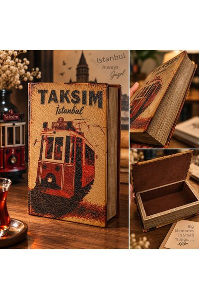 Banum Luxury صندوق تخزين مزخرف بتصميم كتابي من تاكسم إسطنبول