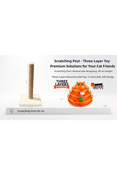 miyorapet Scratching Board 40 cm - Three-Layer Toy - with Leash Gift