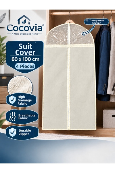 CocoVia (4 قطع) غطاء حماية للبدلات مع سحاب، حافظة واقية للملابس - منظم للخزان...