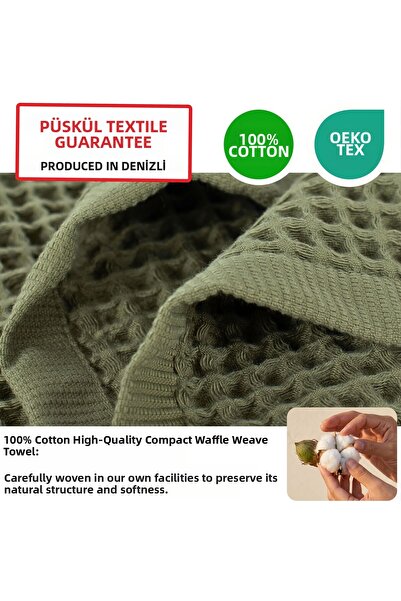 Püskül Tekstil Luxury Kitchen Towels 3 Pieces - High Quality, 100% Cotton, 30X30 Cm, Waffle Weave Hand Face Guest Towels Washcloth Towels