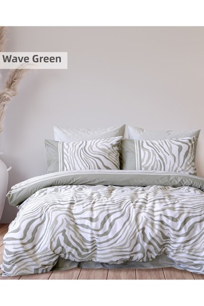 İyi Geceler İstanbul Ranforce Double Duvet Cover Set - Wave Green