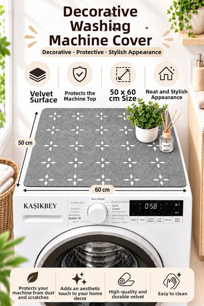 KAŞIKBEY Decorative Washing Machine Dryer Cover Protection Pad Mat Non-Slip W...