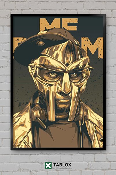TABLOX Μάσκα MF DOOM Ραπ Χιπ Χοπ Μουσική Διακοσμητικός πίνακας MDF με χρυσό κ...
