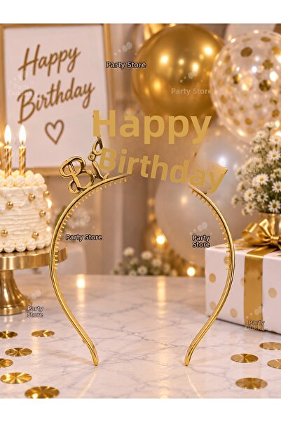 Parti Dükkanı Happy Birthday Gold Mika Crown – Birthday Party Crown