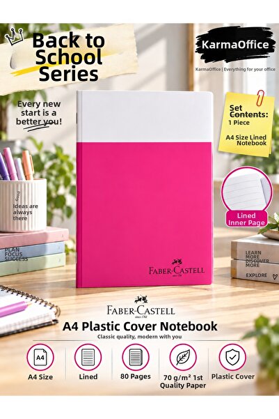 Faber Castell Caiet Faber-Castell A4 cu linii, 80 de coli, copertă din plasti...