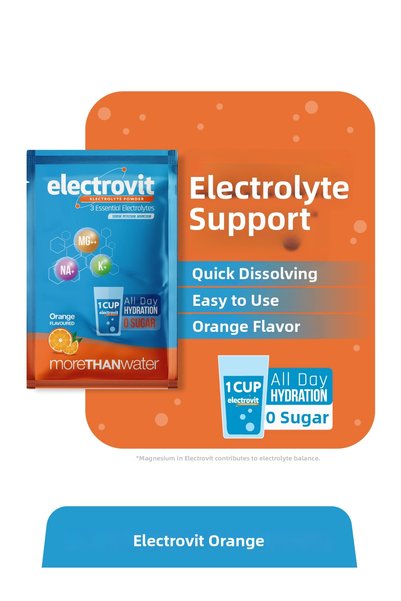 DAILYSHOT Electrovit Orange Electrolyte Powder Containing Sodium, Potassium, Magnesium – 2 X 8 Sachets
