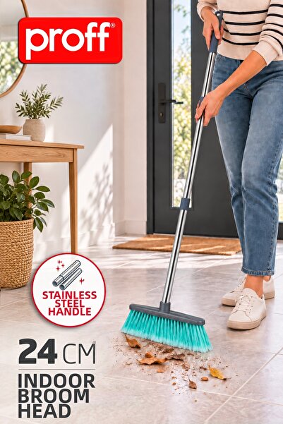 Proff Stainless Steel Handle Indoor Vacuum Cleaner - 24 cm Wide Brush Head