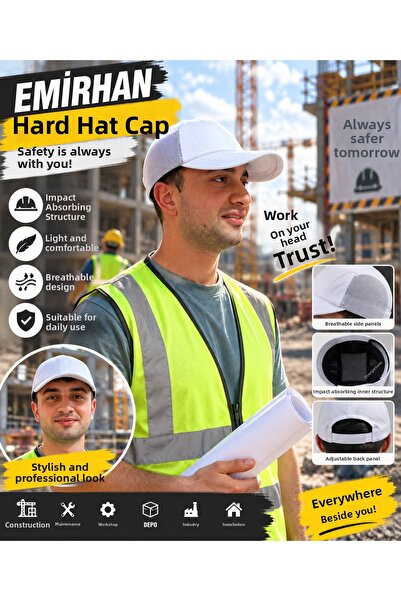 YMN White Hard Hat Work Safety Hat Protective Hat Construction Hat 1 Piece