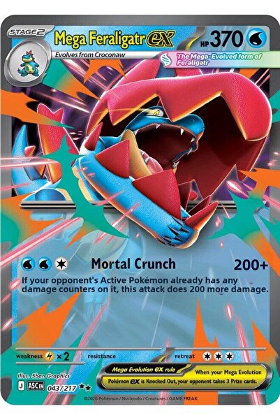 Pokemon Mega Feraligatr Ex # 43 Ascended Heroes Original Card