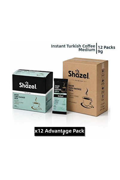 Shazel قهوة تركية سريعة التحضير متوسطة الحجم × 12 قطعة