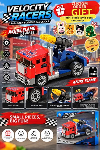 BB Craft 84 Piece Pullback Truck Building Set – with Special Gift