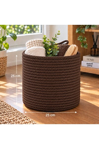 EGE ÖRGÜM 25X25 cm Knitted Rope Basket – Decorative Multi-Purpose Storage and...