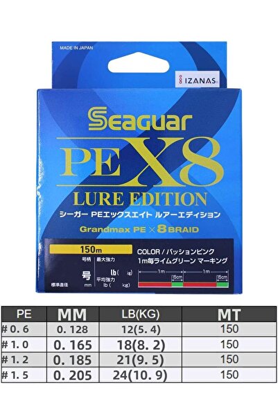 seaguar Lure Edition Pe 8 Strand Spin Fishing Line 150Mt Multi Color Standard...