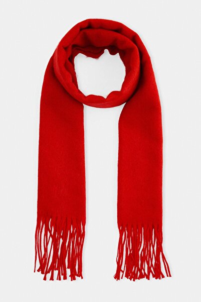 TRENDYOL SHOES Red Soft Textured Women's Tassel Scarf Takaw27At00002