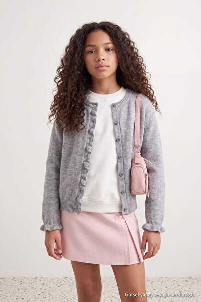 TRENDYOLKIDS Gri Kız Çocuk Hırka TKDAW27HI00006