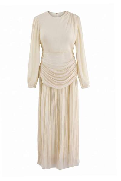 Trendyol Modest Ecru Skater Yoryo Chiffon Plain Dress&Jumpsuit Hijab Evening ...