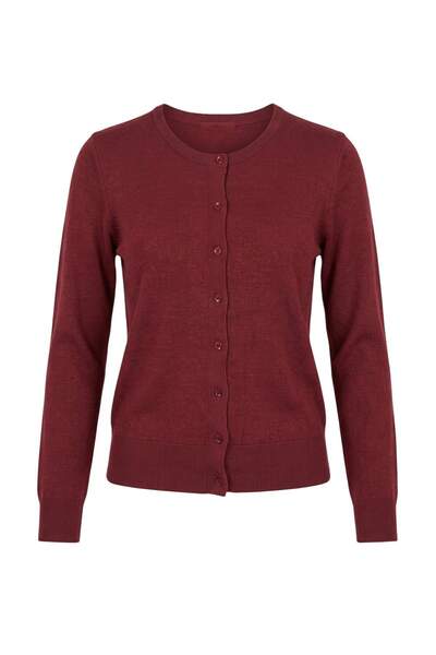 Trendyol Collection Wardrobe Essentials Burgundy 100% Wool Crew Neck Basic Kn...