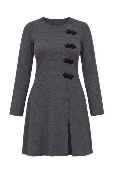 Trendyol Modest Anthracite Trend Accessory Detailed Knitwear Hijab Cardigan T...