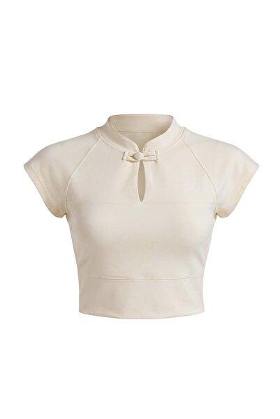 Trendyol Collection Ecru Diver/Scuba Regular Blouse Thmaw27Bz00011