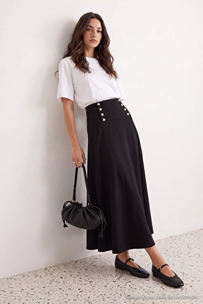 Trendyol Collection Modest Black Flared Maxi Long Skirt Tctaw27Ee00006
