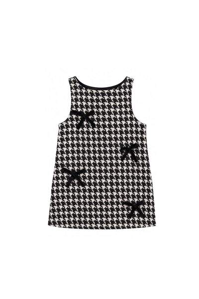 TRENDYOLKIDS Black Midi Plaid / Checkered Knitted Dress Tkdaw27El00023