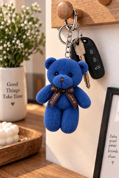 betüslesin Plush Teddy Bear Keychain 12 cm Beige