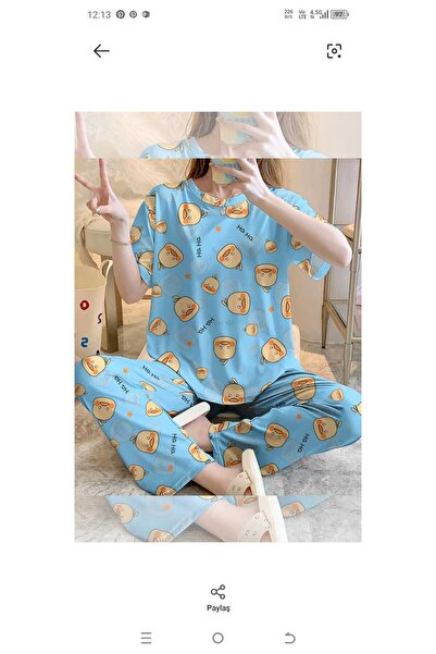 Luna Wear Lunawear Kısa Kollu Pijama Takımı Duck Supersoft Basic Süprem