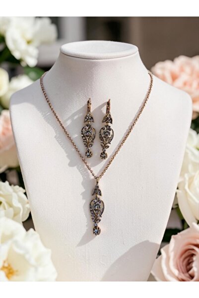 FAYRA ACCESSORIES Authentic Design Necklace and Earring Set with Zircon Stones
