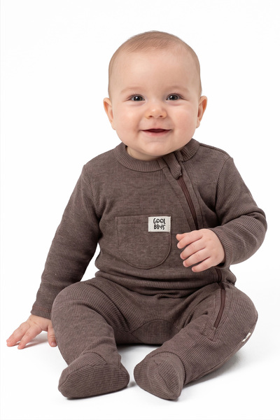 bebegen Baby Boy Cool Boys Smoked Zippered Jumpsuit 0-3 Months