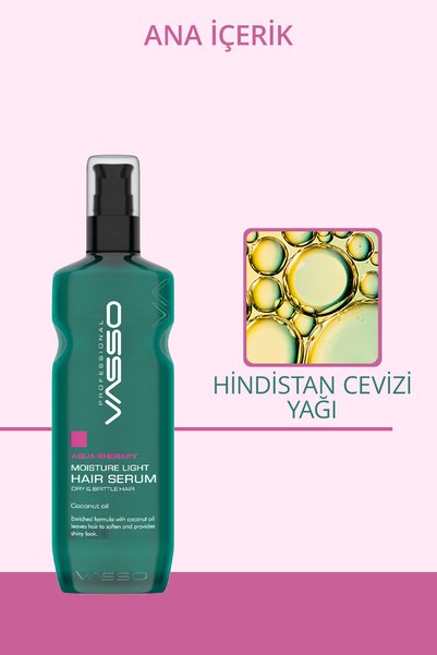 VASSO WOMEN Kuru Ve Kırılgan Saçlar Için Hindistan Cevizi Yağı Özlü Nem Yükleme Serumu Aqua Therapy 175 ml