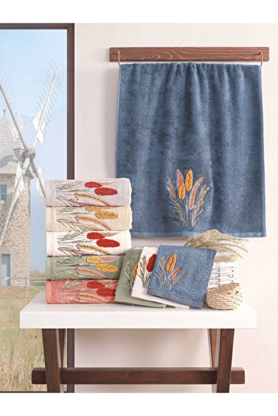 MARİBOR (Set of 6) Premium 3D Embroidered Bamboo Special Boxed 50X90Cm. Çeyiz...