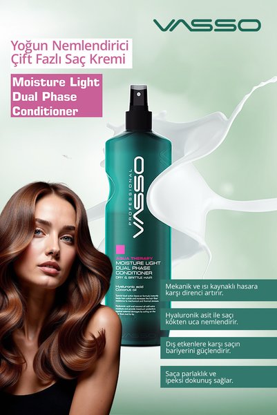 VASSO WOMEN Hindistan Cevizi Yağı Özlü Nem Yükleme Çift Fazlı Durulanmayan Sprey Krem-vasso Aqua Therapy 460 ml