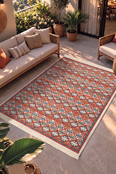 Cool Halı Lema Renkli Kilim Makinede Yıkanabilir Çift Taraflı İnce Yazlık Dok...