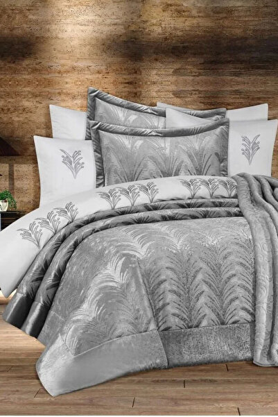 GOLDROOM Olive Velvet Blanket Dower Set 10 Pieces
