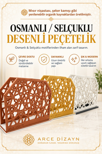Özel Tasarım Selçuklu/Osmanlı Desenli Lüks Peçetelik