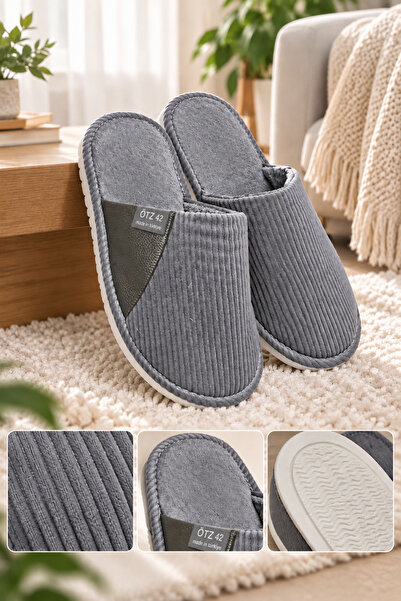 Slipcat Unisex Ev Terliği Kaymaz Tabanlı Ribana Kumaş Konforlu Model Şık ve K...