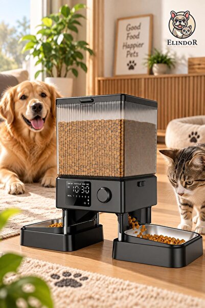 Elindor Hranitor Automat Animale Elindor®, Inregistrare Vocala, Dozator Manca...