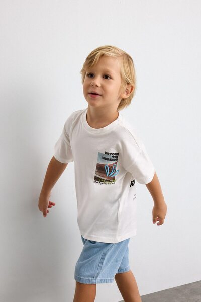 DeFacto Oversize Printed Short Sleeve Snap T-Shirt Baby Boy I6239A526Hs
