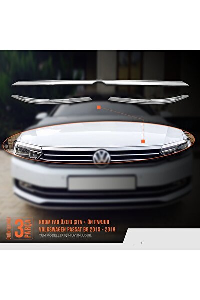 Niken Volkswagen Passat B8 Far Üzeri Çita Krom Nikelajı 2015 Sonrası