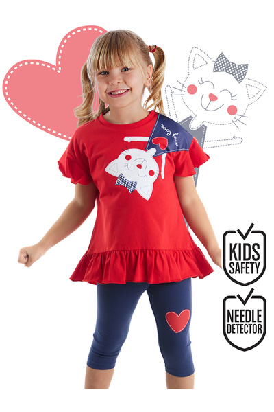 Denokids Naughty Cat Girls T-shirt Tights Set