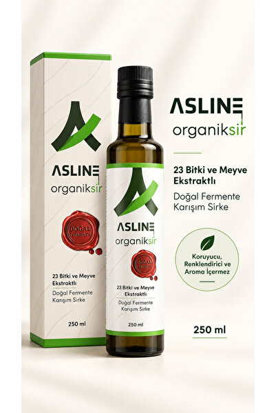 asline Organiksir 23 Bitki ve Meyve Ekstraktlı Doğal Karışım Sirke 250 ml - A...