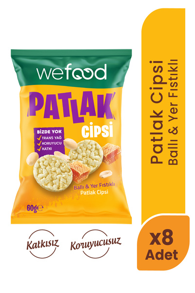 Wefood Ballı & Yer Fıstıklı Patlak Cipsi 60 g 8'li